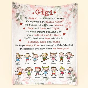 We Hugged This Little Blanket - Up To 14 Kids - Personalized Blanket Big Size